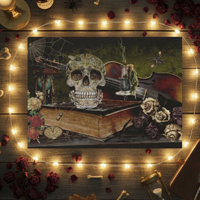 Papel De Seda Escena de Halloween antigua calavera decoupage efí (Subido por el creador)