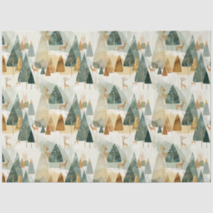 Papel De Seda Escena de invierno con ciervo