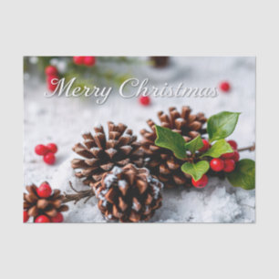 Papel De Seda Escena de invierno con los pimientos Feliz Navidad