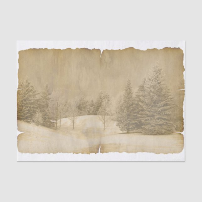 Papel De Seda ¿Escena de invierno en Sepia y pergamino? (Anverso)