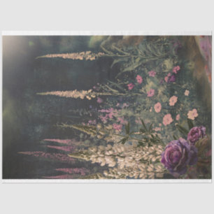 Papel De Seda Escena de jardín perennials, verde oscuro y colori