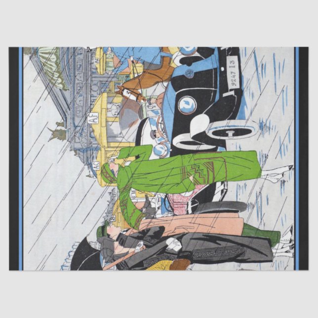 Papel De Seda Escena de la calle Art Deco (Anverso)