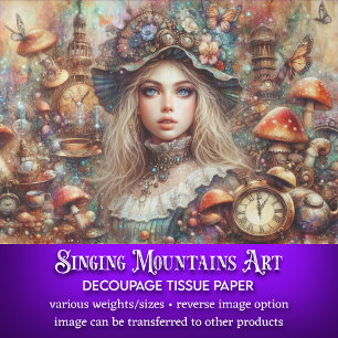 Papel De Seda Escena de la fantasía de hongos Alice Wonderland D