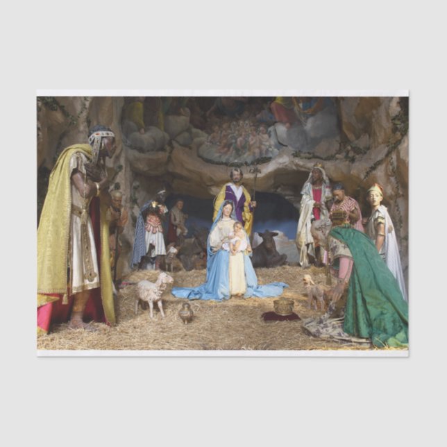 Papel De Seda Escena de la Natividad de los Navidades Antiguos (Anverso)