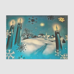 Papel De Seda Escena de Navidades de nieve retro