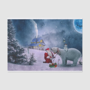 Papel De Seda Escena de nieve del oso polar Navidades