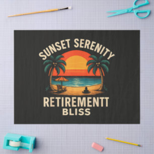 Papel De Seda Escena de playa de jubilación serenidad puesta de