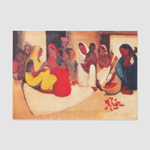Papel De Seda Escena de pueblo por Amrita Sher-Gil