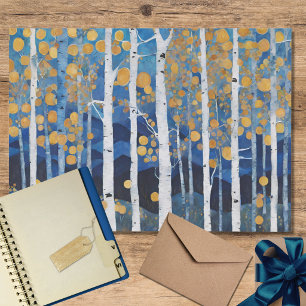 Papel De Seda Escena del árbol de Aspen de la montaña Boho