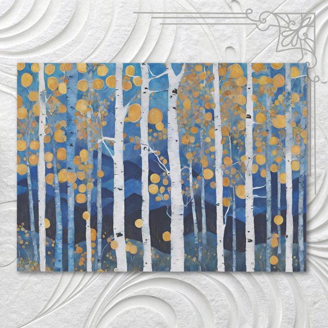 Papel De Seda Escena del árbol de la montaña Boho Mountain Aspen (Subido por el creador)