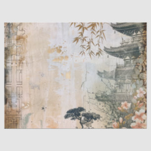 Papel De Seda Escena del Jardín de Flor de Cerezo (7)