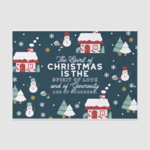 Papel De Seda Escena del pueblo nocturno de invierno con espírit