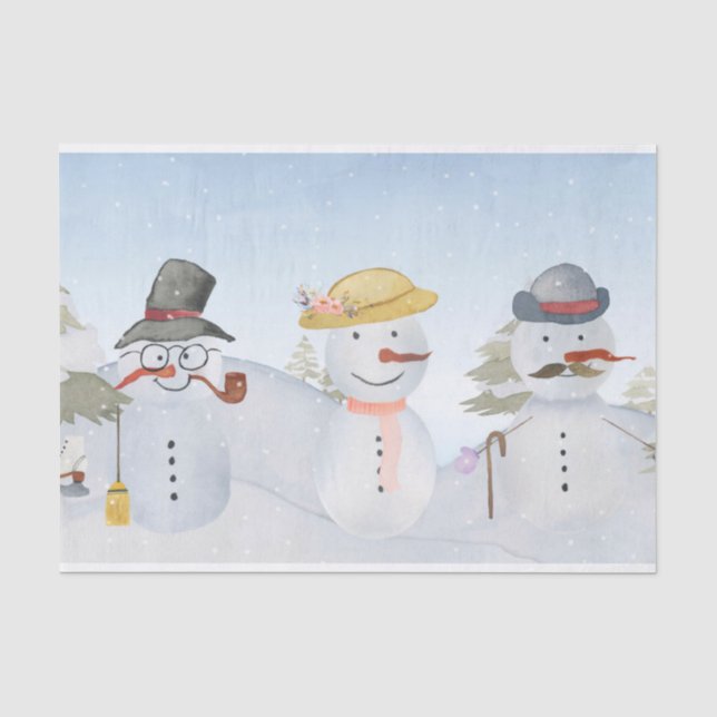 Papel De Seda Escena escarchada de la nieve del invierno del (Anverso)