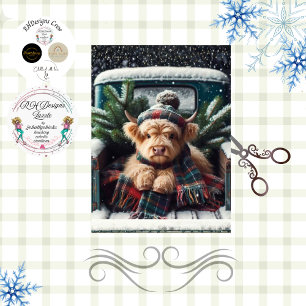 Papel De Seda Escena Invernal de Camión Vintage con Ternero High