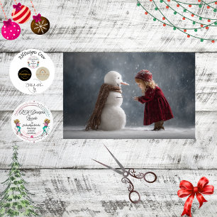 Papel De Seda Escena invernal infantil con decoupage y muñeco de