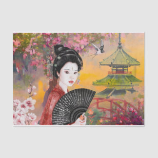 Papel De Seda Escena japonesa con una mujer