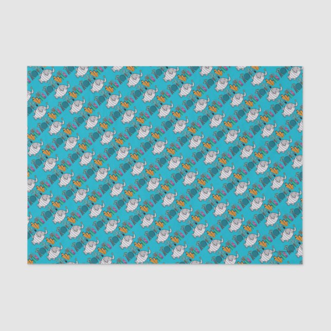 Papel De Seda Escena linda de los pescados del elefante con el (Anverso)