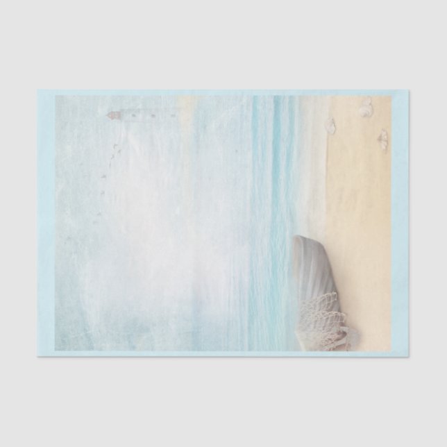 Papel De Seda Escena náutica en la playa con red de lanchas y pe (Anverso)