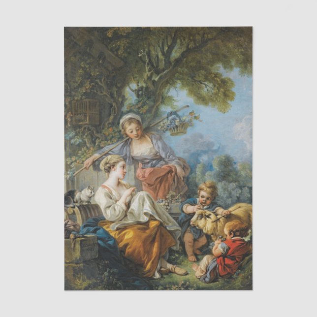 Papel De Seda Escena pastoral de Francis Boucher (Anverso)