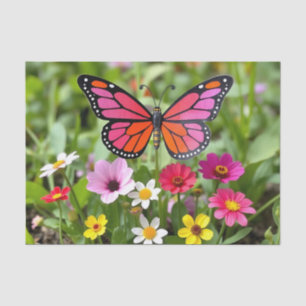 Papel De Seda Escena vibrante del jardín de la mariposa monarca