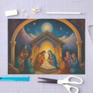 Papel De Seda Escenario moderno de natividad pintada