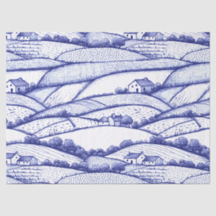 Papel De Seda Escenas pastorales francesas de toile azul