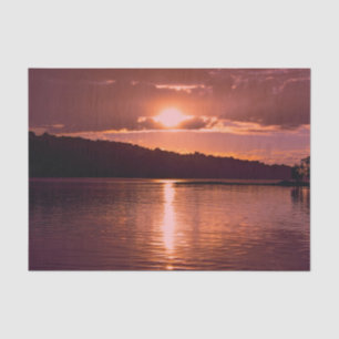 Papel De Seda Escenografía Costera de Playa Naranja Atardecer De