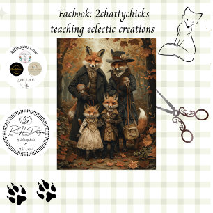 Papel De Seda Escenografía de Otoño de Familia de Zorro Capricho