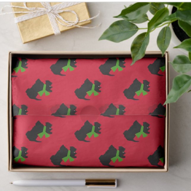 Papel De Seda Escocia Terrier Feliz Navidad (Tissue paper for gifting or crafting)