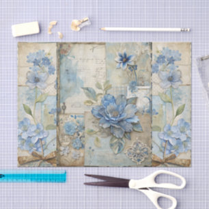 Papel De Seda Escrapbook de color azul floral de inspiración vin