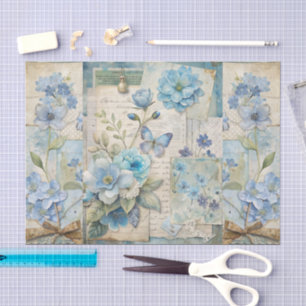 Papel De Seda Escrapbook de mariposa floral azul de inspiración 