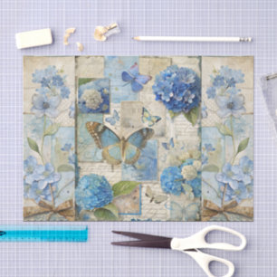 Papel De Seda Escrapbook de mariposa floral azul de inspiración 