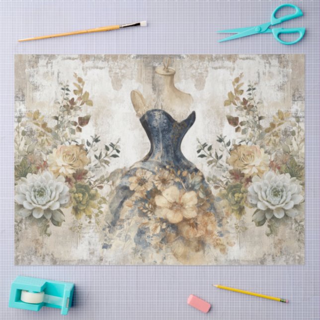 Papel De Seda Escrapbook floral de Ephemera con problemas (Artesanía)