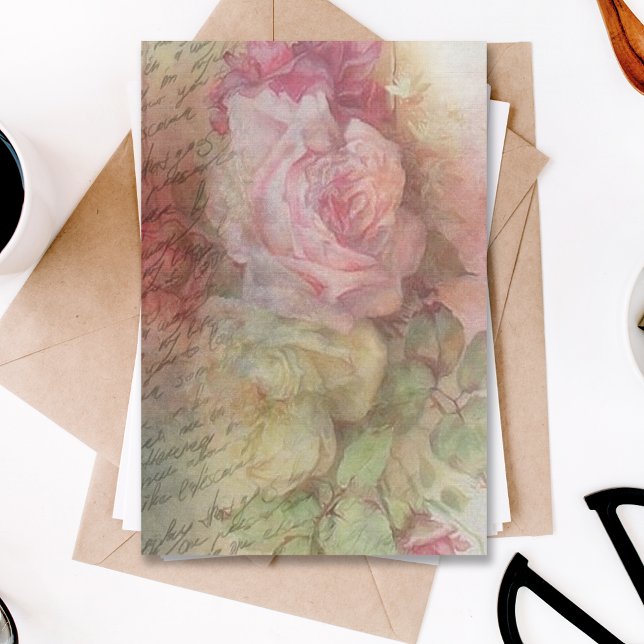 Papel De Seda Escritura a mano de Rosas florales pintados de épo (Subido por el creador)