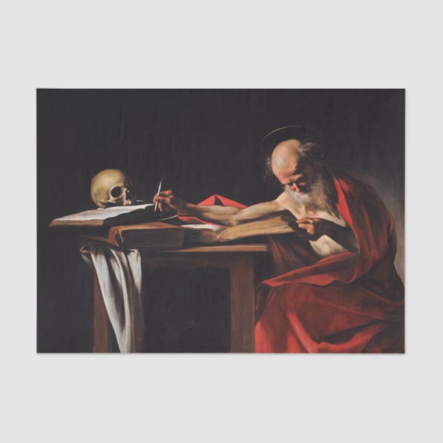 Papel De Seda Escritura de Saint Jerome (por Caravaggio) (Anverso)