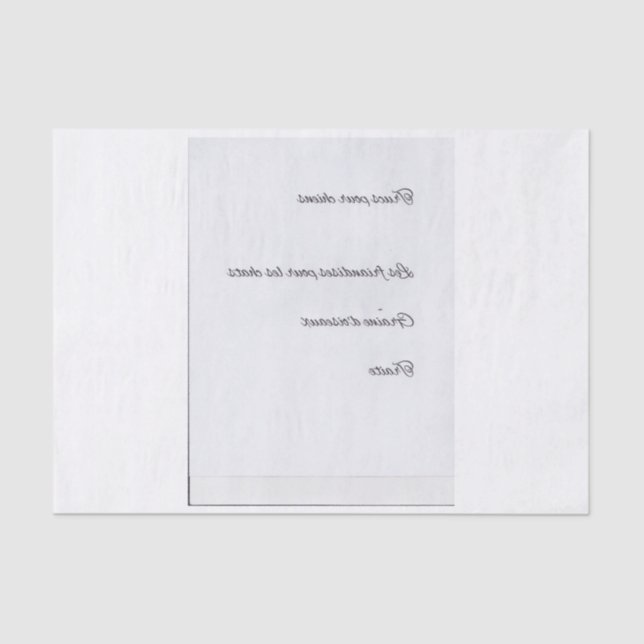 Papel De Seda Escritura francesa invertida para las invitaciones (Anverso)