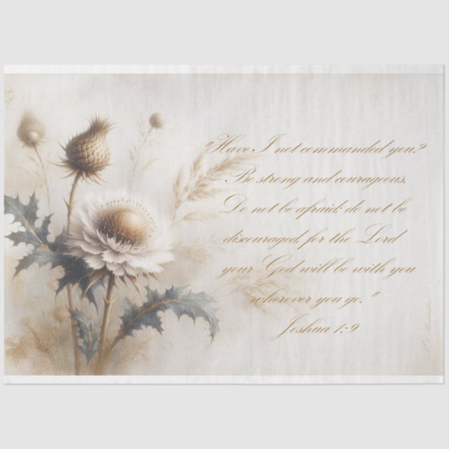 Papel De Seda Escritura promete a Josh 1:9 Decoupage (Anverso)