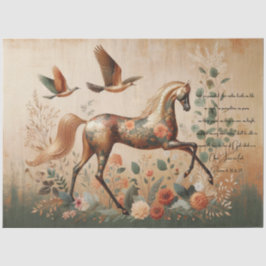 Papel De Seda Escritura y floral elegante ecuestre, decoupage 