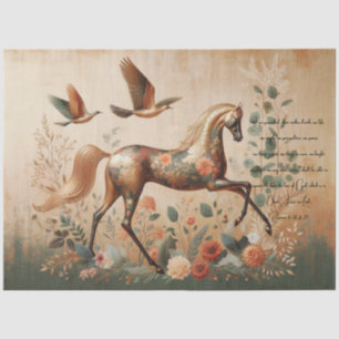 Papel De Seda Escritura y floral elegante ecuestre, decoupage 