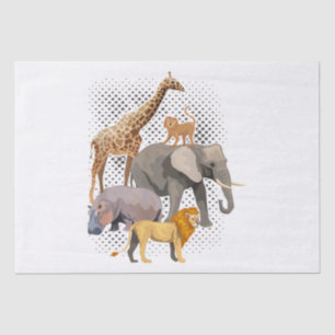 Papel De Seda Escuadrón Safari Africano Animales Graciosos Zooló