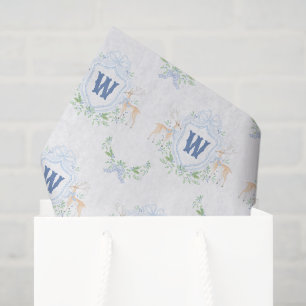 Papel De Seda Escudo de monograma de reno granmillenial acuarela