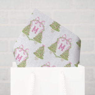 Papel De Seda Escudo monograma de árbol de navidad de los petusc