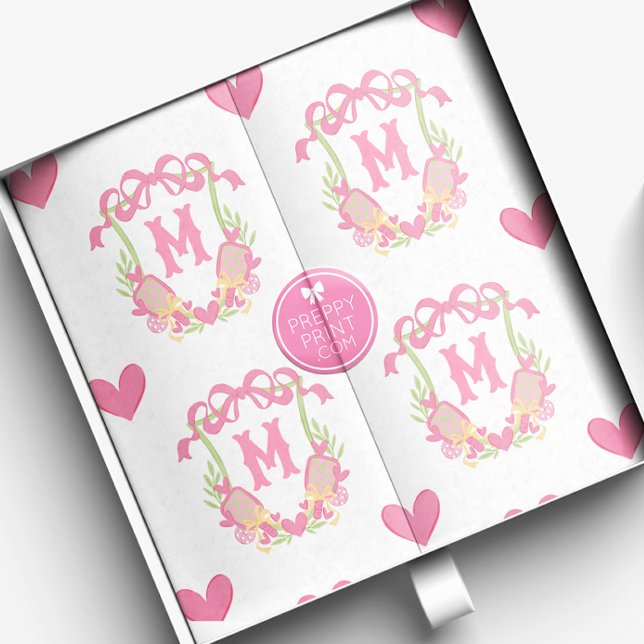 Papel De Seda Escudo Monograma de remo rosa y verde de pellebol (Subido por el creador)