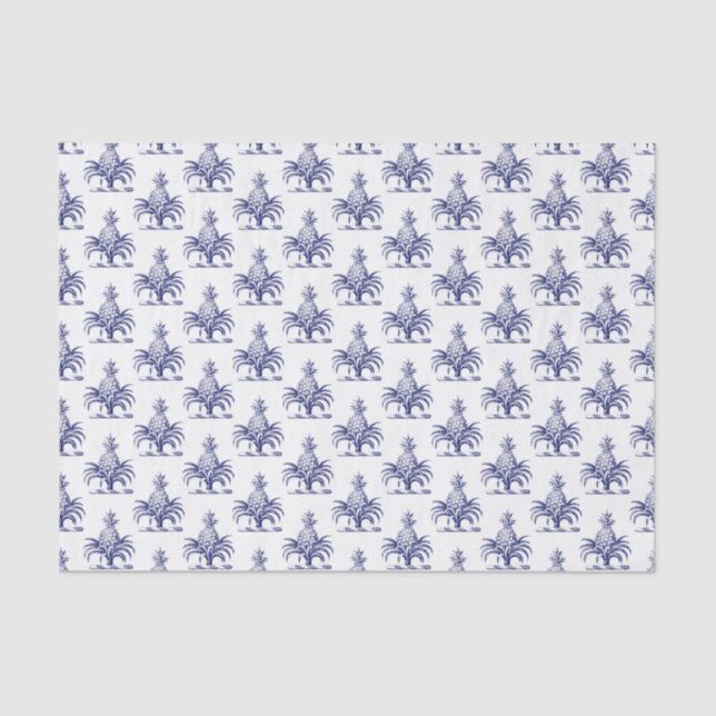 Papel De Seda Escudo Preppy Heráldico Blue Pineapple Coat of Arm (Anverso)