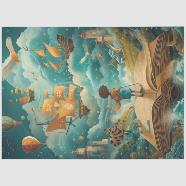 Papel De Seda Escuela de aprendizaje en la nube infantil desorde (Anverso)