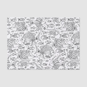 Papel De Seda Escuela Monocroma De Peces