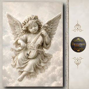Papel De Seda Escultura de ángel de piedra 3D tocando el violín