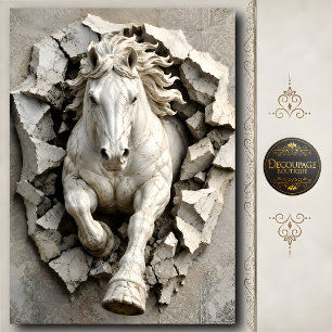 Papel De Seda Escultura de caballo de piedra blanca 3D para pare