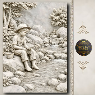 Papel De Seda Escultura de niño de piedra 3D de Fishing Creek