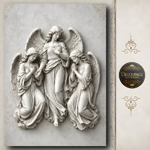 Papel De Seda Escultura de pared de ángel orando en piedra 3D